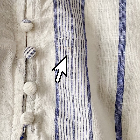 Moon River White Cotton + Blue Stripe Button Down Tied Waist Top - Picture 10 of 11